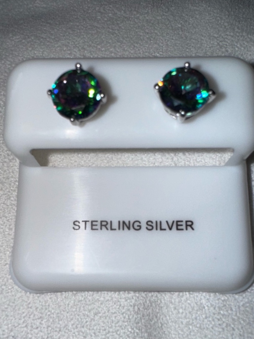 NEW Sterling Mystic Topaz 8mm Stud Pierced Earrings